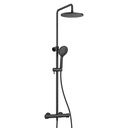 Linea Thermostatic 2-Outlet Adjustable Height Shower Column - Matt Black