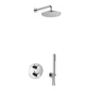 Levo Round Shower Pack with ABS Rainshower and Handshower Kit - Diamond Chrome