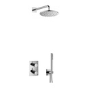 Levo Square Shower Pack with ABS Rainshower and Handshower Kit - Diamond Chrome