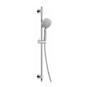 Levo Round Slide Rail with 5-Function Handshower, Smooth Hose & Integral Wall Outlet - Diamond Chrome