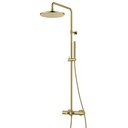 Moonlight GoClick 2-Outlet Thermostatic Adjustable Height Shower Column - Brushed Brass
