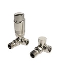 Kartell K-RAD Design Twin Pack Thermostatic Radiator Valve - Brushed Nickel Corner