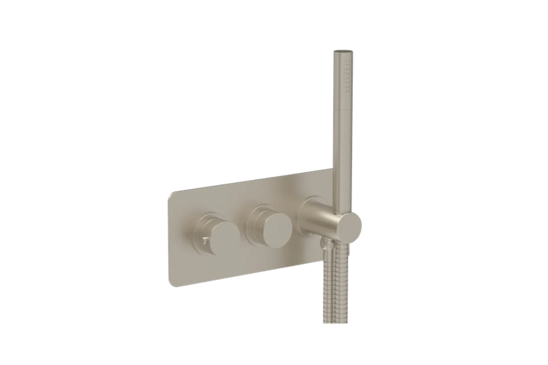 COALBROOK DECCA 2 OUTLET SHOWER WITH HANDSPRAY BN TRIM (FLUTED HANDLE)