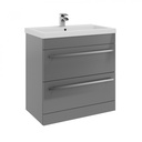 Kartell K-VIT Purity 800mm 2 Drawer Floor Standing Unit - Storm Grey Gloss