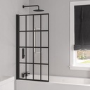6mm Matt Black Framed Hinge Bath Screen 800 x 1400mm - Matt Black