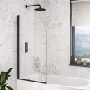 6mm Matt Black Radius Bath Screen 800 x 1400mm - Matt Black