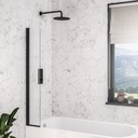 6mm Matt Black Hinge Bath Screen 300 x 1400mm - Matt Black