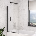 6mm Matt Black Hinge Bath Screen 800 x 1400mm - Matt Black