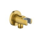 Wall Outlet Elbow with Handset Holder - Brushed Gold