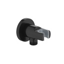 Wall Outlet Elbow with Handset Holder - Matt Black