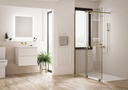 Armano Roller 1200mm Clear Glass with Brushed Brass Profile and Stabilising Bar - Left Hand