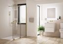 Armano Roller 1400mm Clear Glass with Brushed Brass Profile and Stabilising Bar - Right Hand