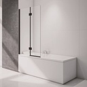 Black 2 Panel Hinged Bathscreen - Left Handed 900 x 1500mm