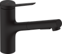hansgrohe Zesis M33 Single Lever Kitchen Mixer 150, Pull-Out Spray, 2Jet - Matt Black