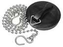 Bath Poly Plug with Ball Chain 18" 1.1/2" Black