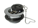 PEERLESS Bath Waste Solid Tail 1.1/2" Tubby (plastic backnut, poly plug, chain and hook) - Chrome