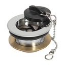 PEERLESS Bath Waste Solid Tail 1.1/2" Tubby (brass backnut, poly plug and chain) - Chrome