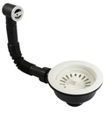 PEERLESS Sink Waste Basket Strainer with Overflow 1.1/2" (plastic flange & inner basket) - White