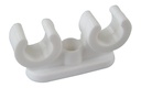 OPEN PIPE CLIP 15mm Double White (50)