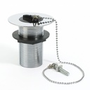 PEERLESS Sink Waste 'London' Solid 1.1/2" (plastic backnut, poly plug, ball chain & stay) - Chrome