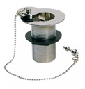 PEERLESS Sink Waste 'London' Solid 1.1/2" (plastic backnut, brass plug, ball chain & stay) - Chrome