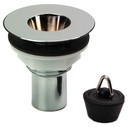 PEERLESS Caravan Waste 3/4" Solid 48mm Tail 2" Flange (plastic backnut, poly plug) - Chrome