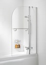 Curved Double Panel Bath Screen With Towel Rail