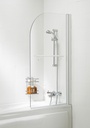 Curved Single Panel Bath Screen With Towel Rail