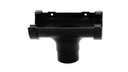 117MM DEEP FLOW GUTTER RUNNING OUTLET   BLACK