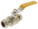 GAS FULLBORE LEVER VALVE 15MM X 15MM  YELLOW