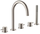 JTP INOX 5 HOLE BATH SH MIXER WITH EXTRACTABL