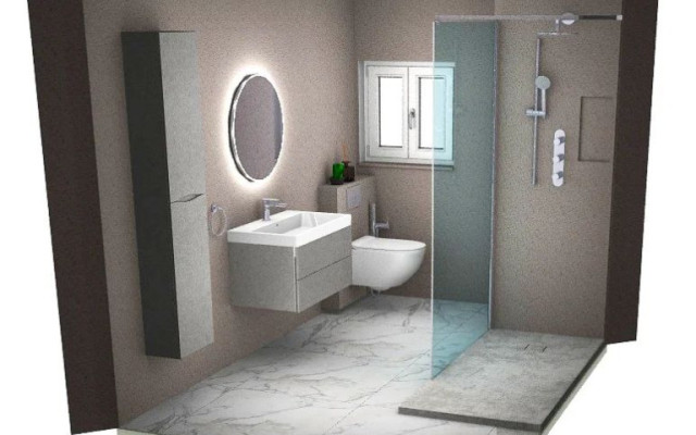 Stylish 3D Bathroom Design in Salmon Pink